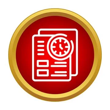 Document planning and scheduling with clock icon Stock Illustration