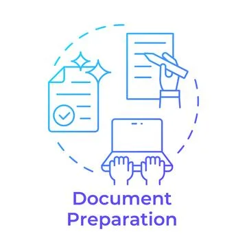 Document preparation blue gradient concept icon Stock Illustration