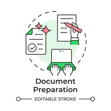 Document preparation multi color concept icon Stock Illustration