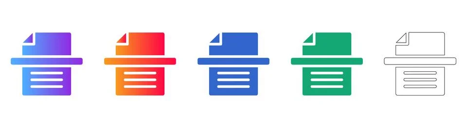 Document Print and Sync Icon Set Ilustración de archivo