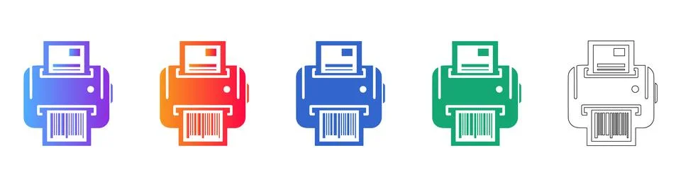 Document Printer Vector Icons Stock Illustration