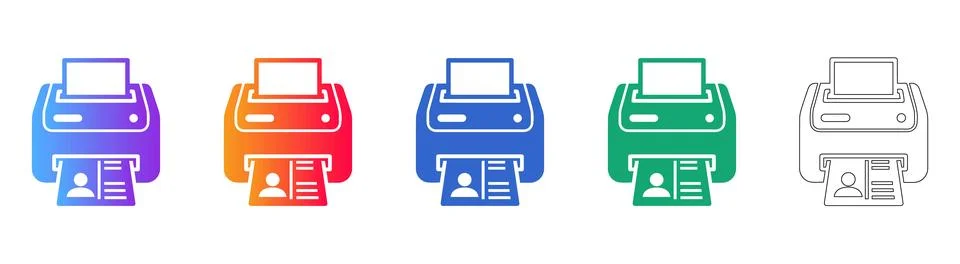Document Printing Office Icon Set Stock Illustration