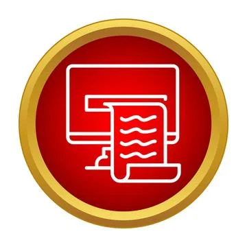 Document printing process from computer outlining concept Stock Illustration