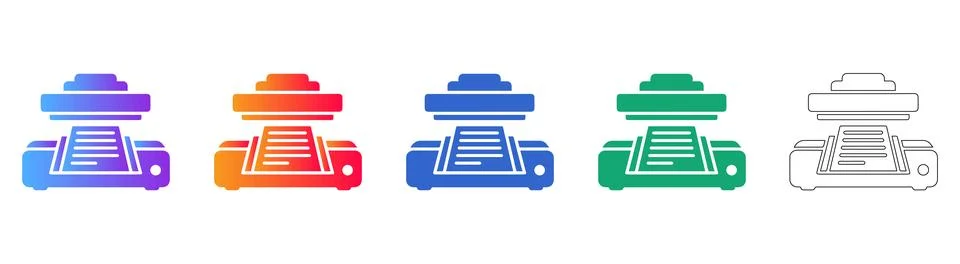 Document Printing Process Icon Set 库存插图