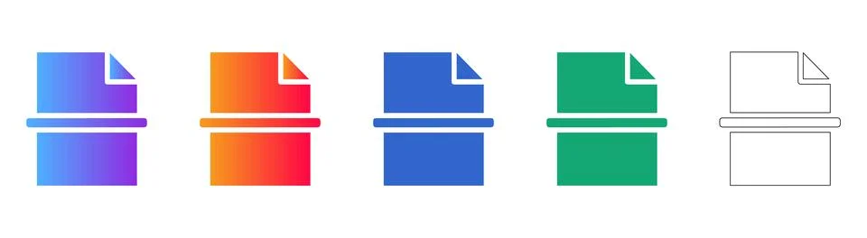 Document Printing Process Icons Collection Stock Illustration