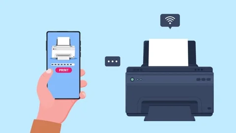 Document printing using smartphone with help of wireless printer	 Stock Footage 240737706