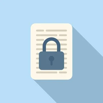 Document privacy icon flat vector. Data protect Stock Illustration
