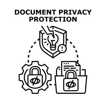 Document privacy protection concept with secure folder and settings Ilustração Stock