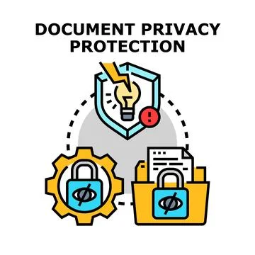 Document privacy protection concept with secure folder and settings Ilustração Stock