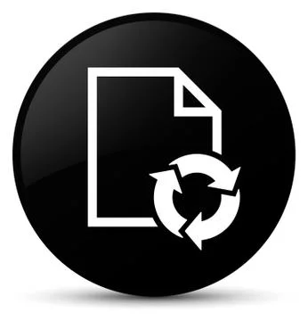 Document process icon black round button Stock Illustration