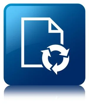 Document process icon blue square button Stock Illustration