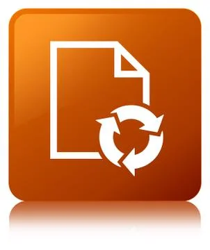 Document process icon brown square button Stock Illustration