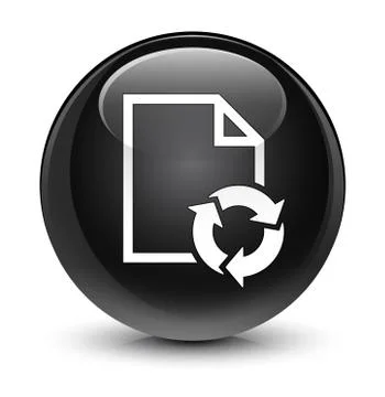 Document process icon glassy black round button Stock Illustration