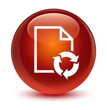 Document process icon glassy brown round button Stock Illustration