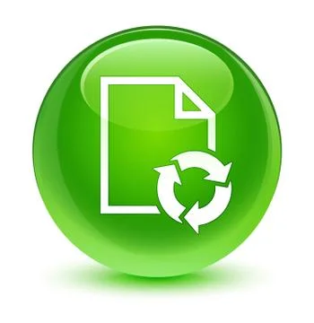 Document process icon glassy green round button Stock Illustration
