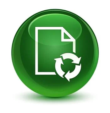 Document process icon glassy soft green round button Stock Illustration