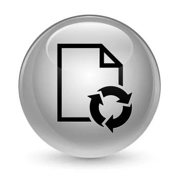 Document process icon glassy white round button Stock Illustration