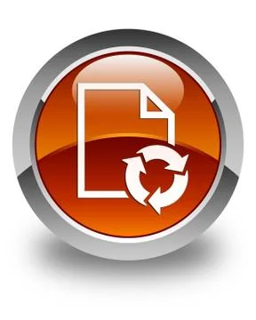 Document process icon glossy brown round button Stock Illustration