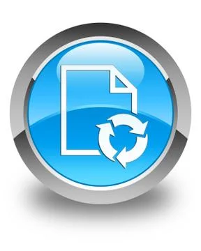 Document process icon glossy cyan blue round button Stock Illustration