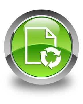 Document process icon glossy green round button Stock Illustration