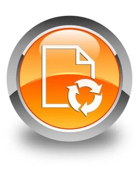Document process icon glossy orange round button Stock Illustration