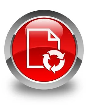 Document process icon glossy red round button Illustrazione stock