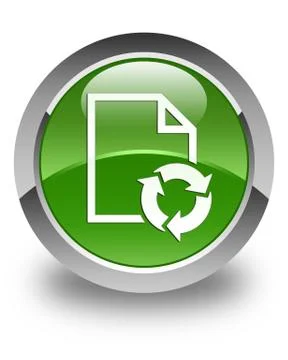 Document process icon glossy soft green round button Stock Illustration