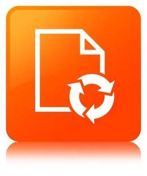 Document process icon orange square button Stock Illustration
