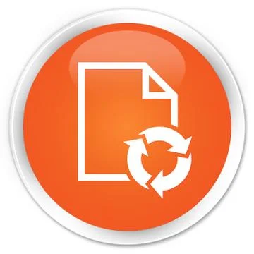 Document process icon premium orange round button Stock Illustration