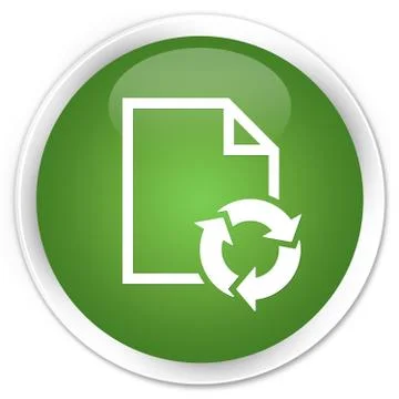Document process icon premium soft green round button Stock Illustration