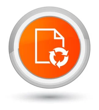 Document process icon prime orange round button Stock Illustration