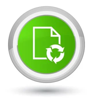 Document process icon prime soft green round button Stock Illustration