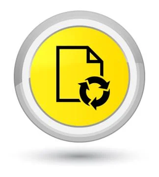 Document process icon prime yellow round button Stock Illustration