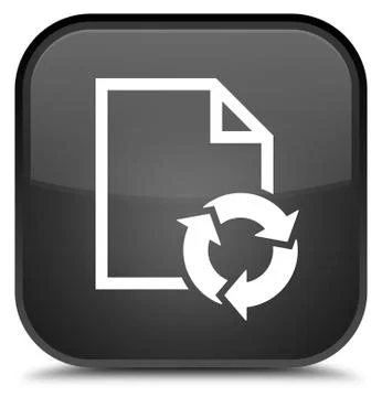 Document process icon special black square button Stock Illustration