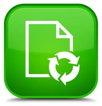 Document process icon special green square button Stock Illustration