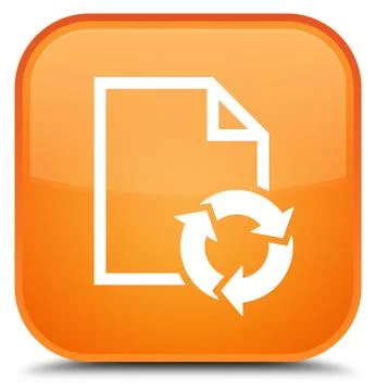 Document process icon special orange square button Stock Illustration