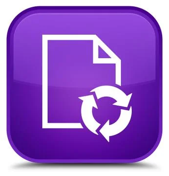 Document process icon special purple square button Stock Illustration