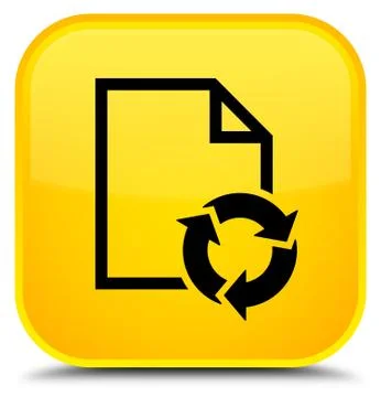 Document process icon special yellow square button Stock Illustration