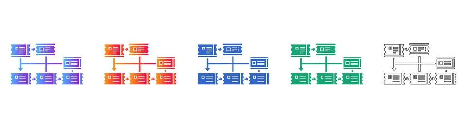 Document Process Workflow Icon Set Illustrazione stock