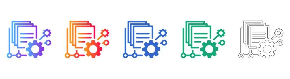 Document Processing and Automation Icon Set Stockillustratie