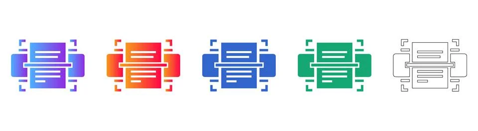 Document Processing and Scanning Icons Stock Illustration
