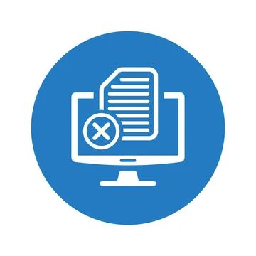 Document processing on computer icon. Stock Illustration