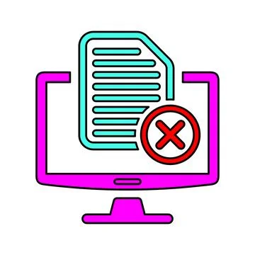 Document processing on computer icon. Stock Illustration
