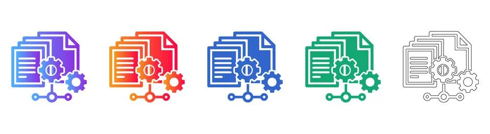 Document Processing Gear Icons 스톡 일러스트