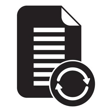 Document processing with rotating circular arrows, data update and refresh ic Stock Illustration