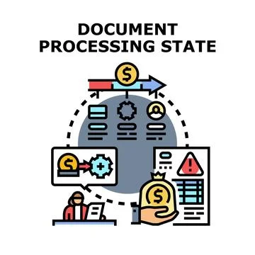 Document processing state evaluating digital financial transaction Stock Illustration