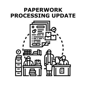 Document processing update and office administrative workflow Stock Illustration