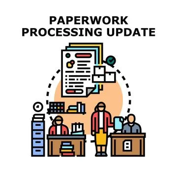 Document processing update and office administrative workflow Stock Illustration