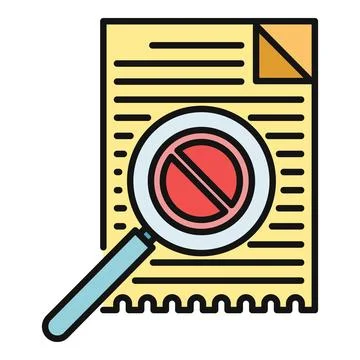 Document prohibition with magnifying glass filtering restricted content Illustration