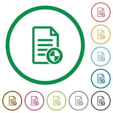 Document protect flat icons with outlines Stock Illustration